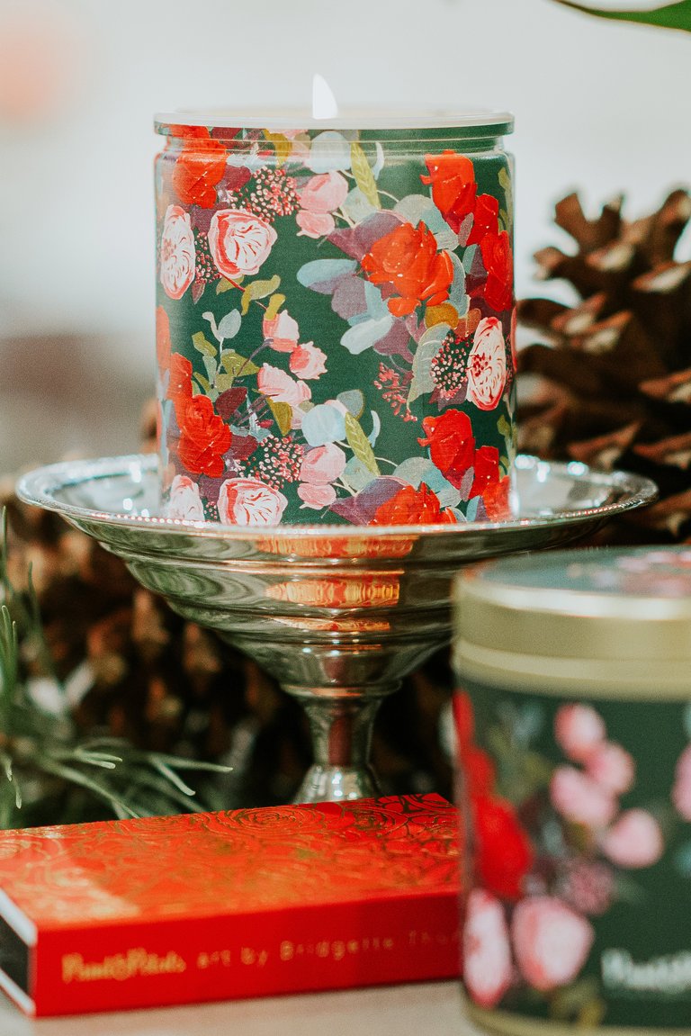 Red Rose Glass Candle