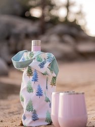 Tahoe Pine Fabric Wine Bag - White