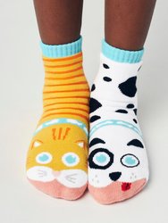 3 PAIRS OF SOCKS!! Mismatched Animals Socks for Adults and Kids (Non-Slip Grip Socks for Kids!) Cat Dog Dragon Unicorn Dinosaurs TRex Triceratops
