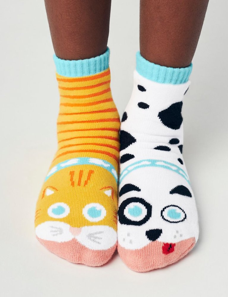 3 PAIRS OF SOCKS!! Mismatched Animals Socks for Adults and Kids (Non-Slip Grip Socks for Kids!) Cat Dog Dragon Unicorn Dinosaurs TRex Triceratops