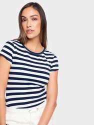Classic Striped Short Sleeve Baby Tee - White/Navy