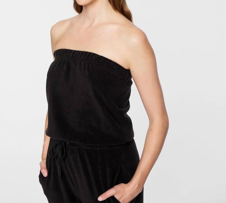 Terry Cloth Tube Jumpsuit In Black
