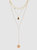 Peach Stone Layered Y-Necklace  - Gold