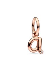 Letter A Script Alphabet Dangle Charm - Rose Gold