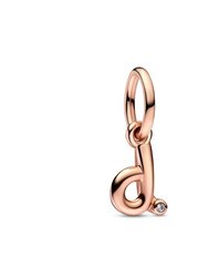 Letter D Script Alphabet Dangle Charm - Rose Gold