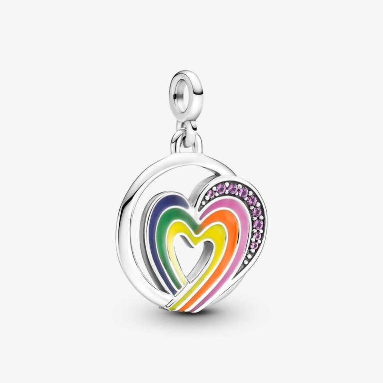 Rainbow Heart Of Freedom Medallion Charm In Multicolor - Multicolor