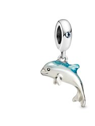 Shimmering Dolphin Dangle Charm - Blue