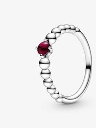 Sterling Silver Ring With Treated Dark Red Topaz - Silver