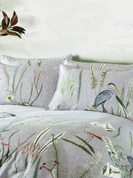 Aaliyah Botanical Duvet Set (UK- King, Queen Size) - White/Green/Gray