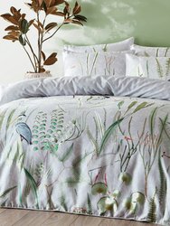 Aaliyah Botanical Duvet Set (UK- King, Queen Size) - White/Green/Gray