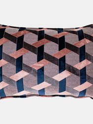 Delano Lattice Cushion Cover - Blush Pink/Navy - Blush Pink/Navy