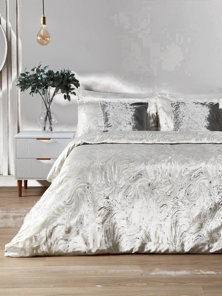 Jacquard Marble Duvet Set UK - Double - Oyster - Oyster