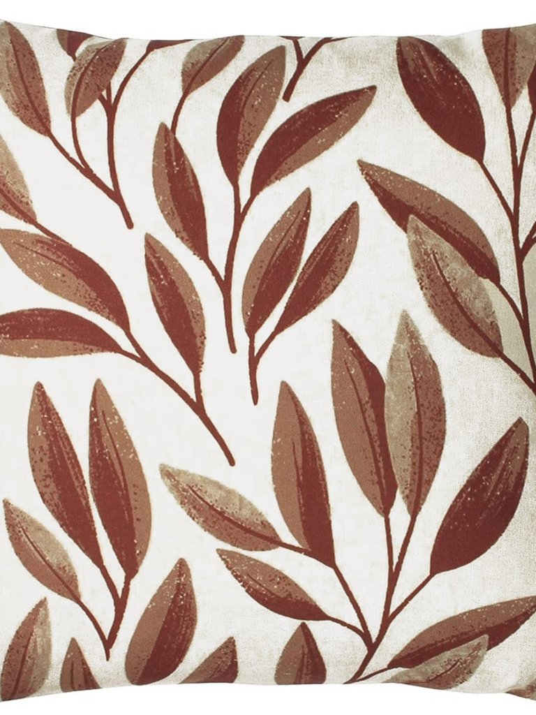 Laurel Botanical Throw Pillow Cover - Rust