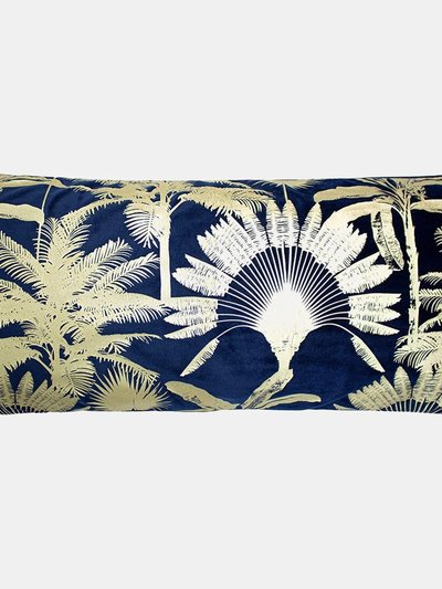 Paoletti Malaysian Palm Foil Printed Throw Pillow Cover - Navy product