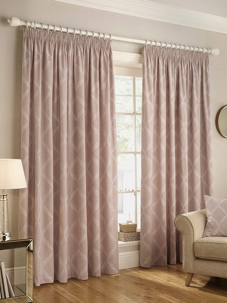 Olivia Pencil Pleat Curtains - Blush Red (90in x 90in) (90in x 90in) - Blush Red