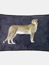 Paoletti Cheetah Forest Throw Pillow Cover (Navy) (One Size) - Navy