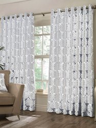 Paoletti Horto Eyelet Curtains (Blue) (90in x 54in) (90in x 54in)