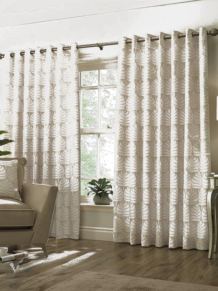 Paoletti Horto Eyelet Curtains (Natural) (46in x 56in) (46in x 56in) - Natural