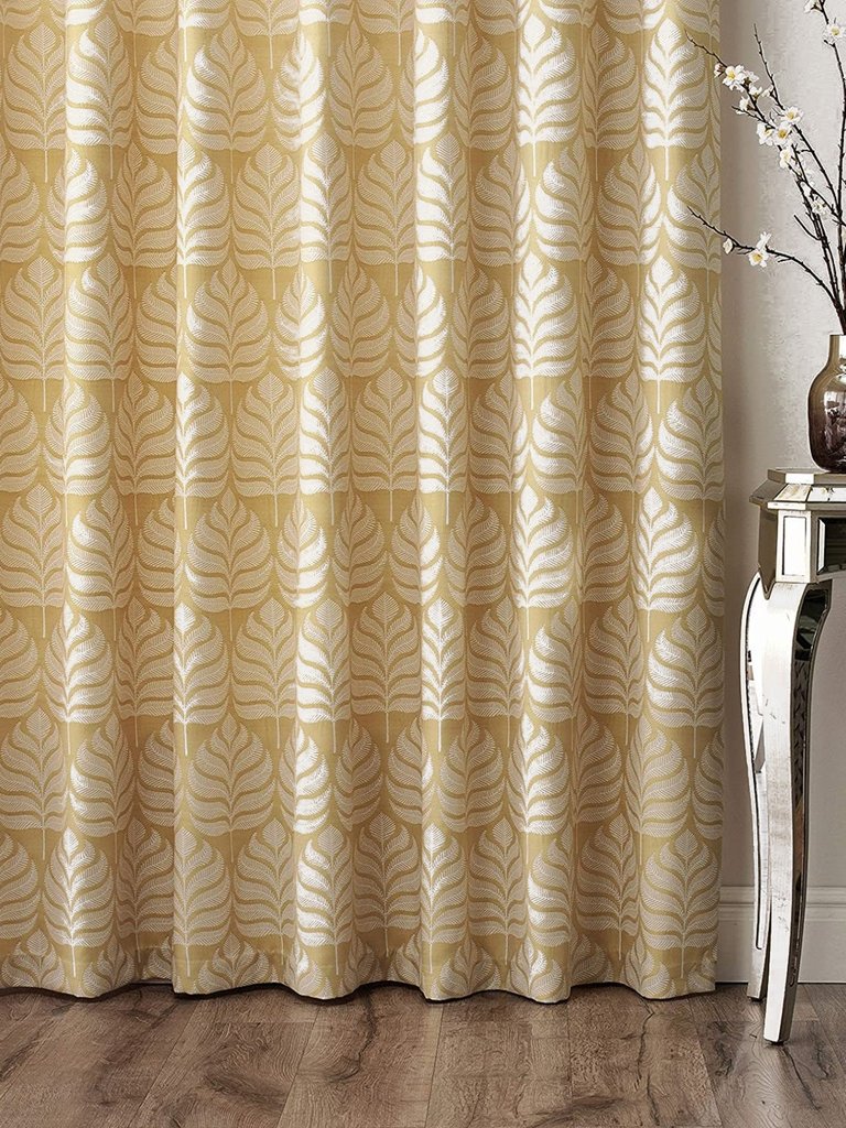 Paoletti Horto Eyelet Curtains (Ochre Yellow) (46in x 72in) (46in x 72in)