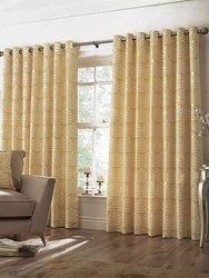 Paoletti Horto Eyelet Curtains (Ochre Yellow) (90in x 90in) (90in x 90in) - Ochre Yellow