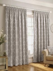 Paoletti Olivia Pencil Pleat Curtains (Gray) (90in x 54in) (90in x 54in) - Gray