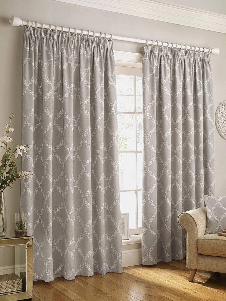 Paoletti Olivia Pencil Pleat Curtains (Gray) (90in x 72in) (90in x 72in) - Gray