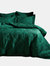 Paoletti Palmeria Velvet Quilted Duvet Set (Emerald Green) (Queen) (UK - King) - Emerald Green