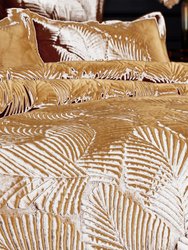 Paoletti Palmeria Velvet Quilted Duvet Set (Gold) (Twin) (UK - Single)