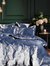 Paoletti Palmeria Velvet Quilted Duvet Set (Navy) (Queen) (UK - King) - Navy