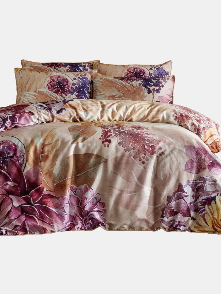 Paoletti Saffa Floral Duvet Set (Multicolored) (Queen) (UK - King) - Multicolored