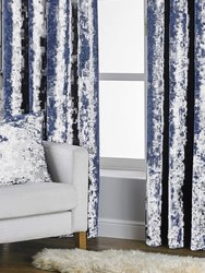 Paoletti Verona Crushed Velvet Eyelet Curtains (Navy) (46in x 54in) (46in x 54in)