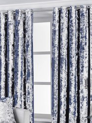 Paoletti Verona Crushed Velvet Eyelet Curtains (Navy) (66in x 72in) (66in x 72in)