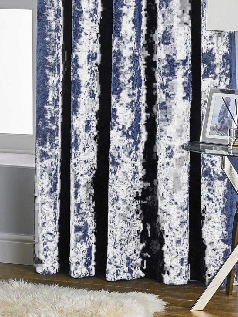 Paoletti Verona Crushed Velvet Eyelet Curtains (Navy) (72in x 90in) (72in x 90in)