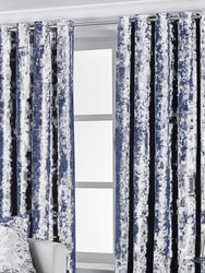 Paoletti Verona Crushed Velvet Eyelet Curtains (Navy) (72in x 90in) (72in x 90in)