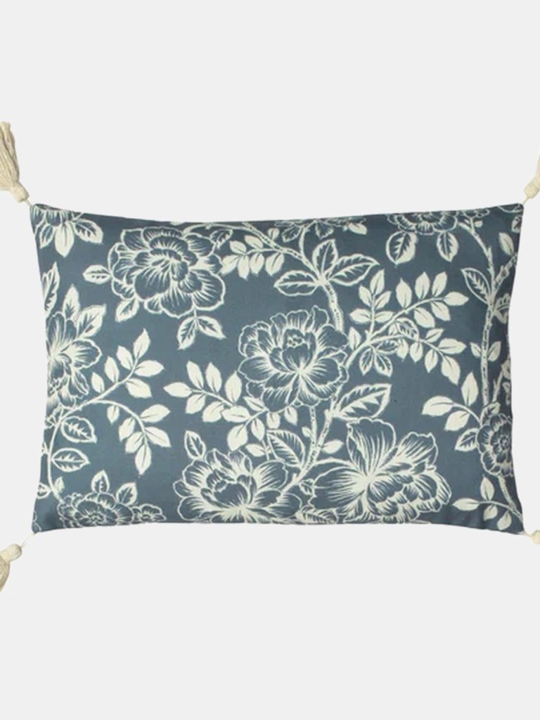 Somerton Floral Throw Pillow Cover Slate Blue - One Size - Slate Blue