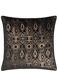 Tayanna Velvet Metallic Throw Pillow Cover - Black - Black