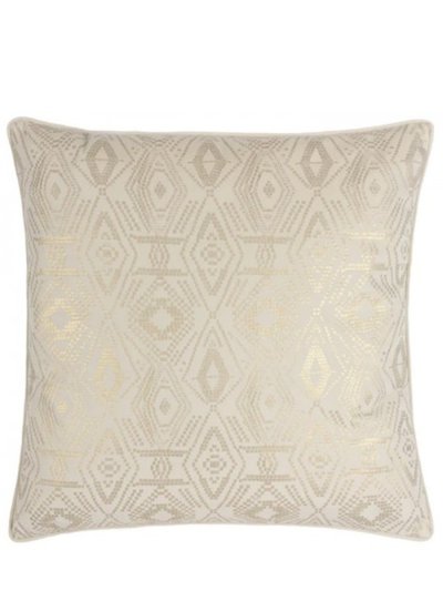 Paoletti Tayanna Velvet Metallic Throw Pillow Cover - Ivory product