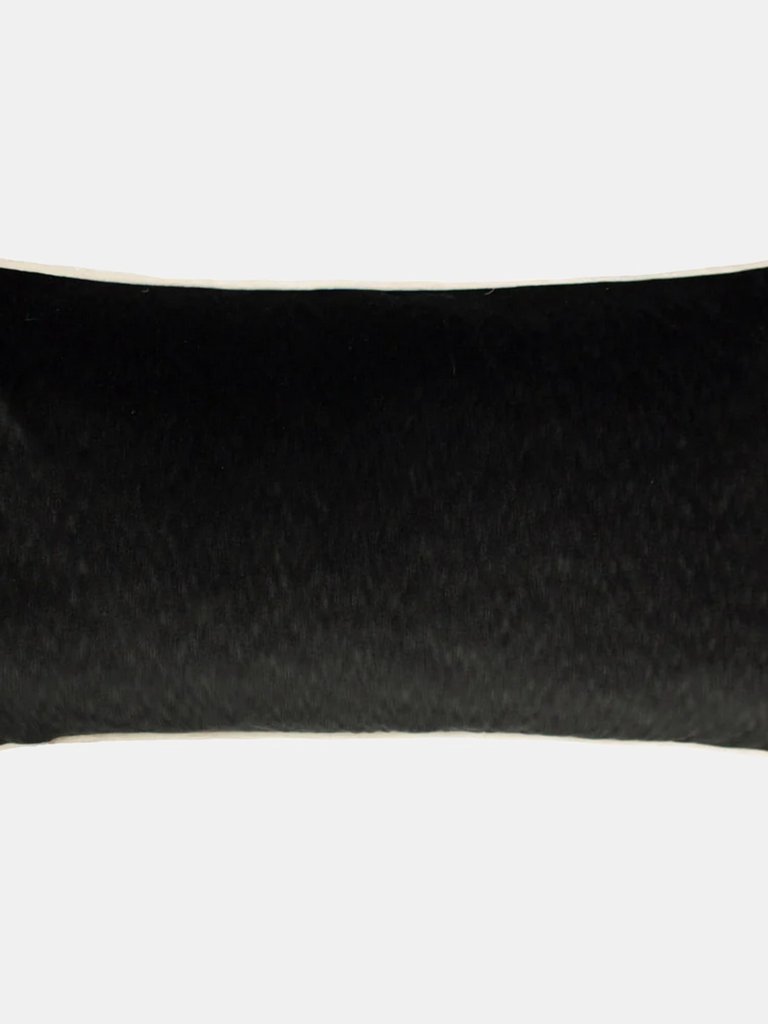 Torto Velvet Rectangular Throw Pillow Cover In Black/Ivory - 30cm x 60cm - Black/Ivory