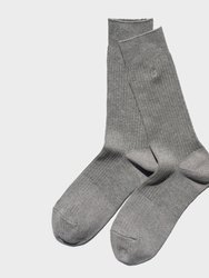 Basic Rib Crew Socks - Grey - Grey