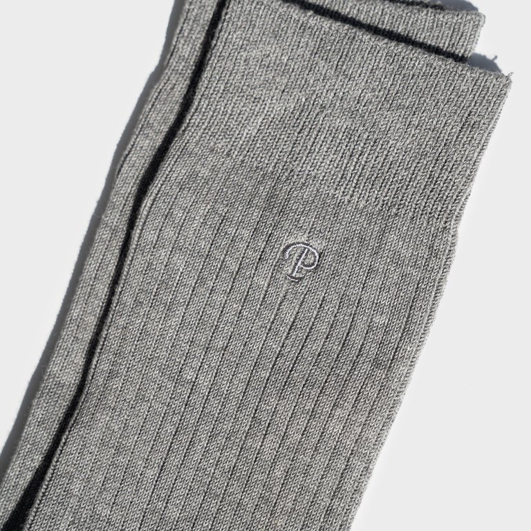 Basic Rib Crew Socks - Grey