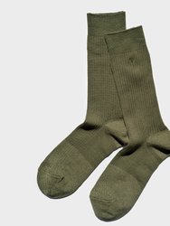 Basic Rib Crew Socks - Olive - Olive