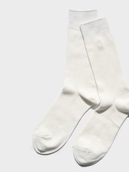 Basic Rib Crew Socks - White - White