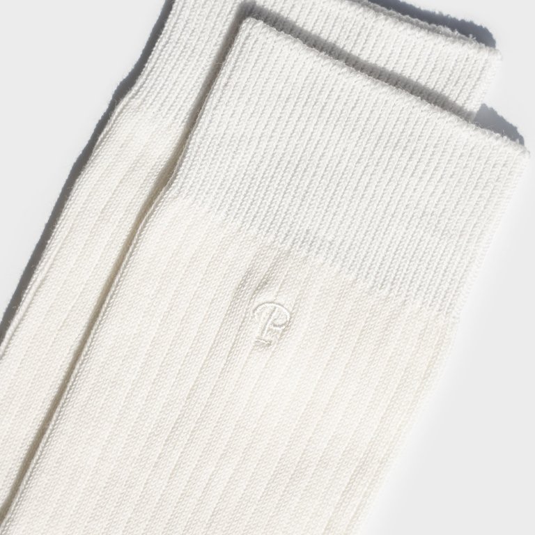 Basic Rib Crew Socks - White