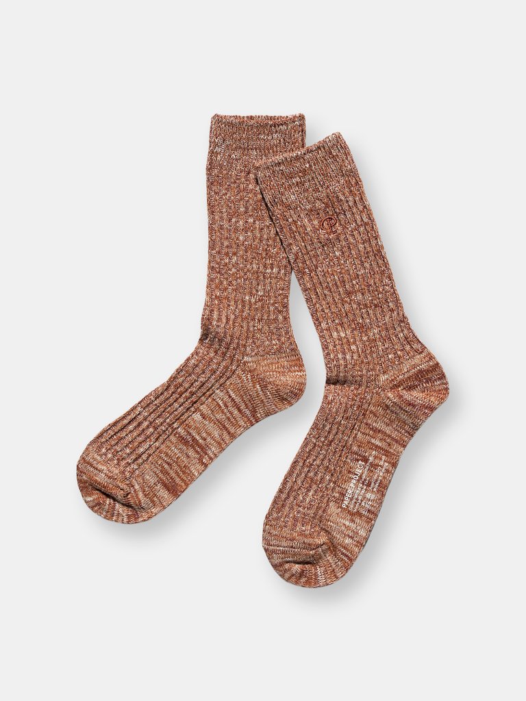 Hemp Heather Crew Sock - Brick