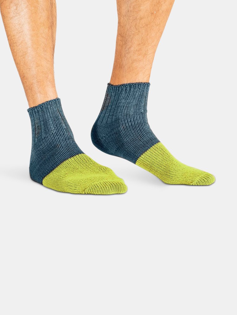 Indigo Color Block Short Sock - Blue