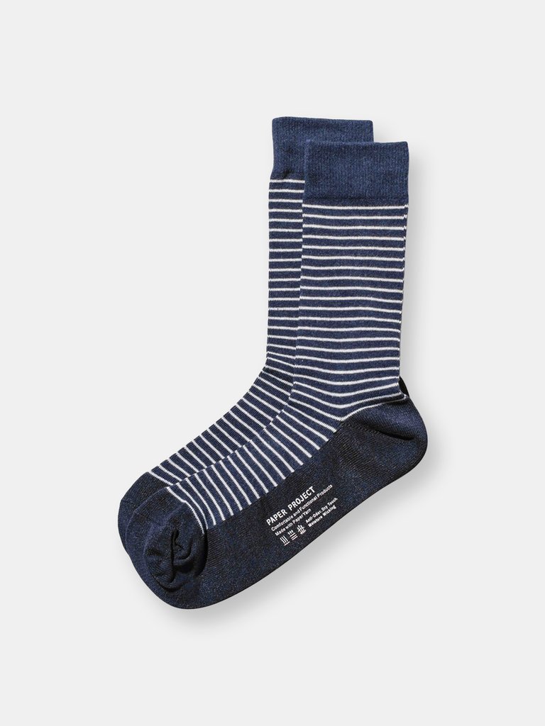 Nautical Stripe Crew Socks - Indigo - Indigo