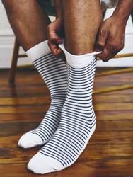 Nautical Stripe Crew Socks - White