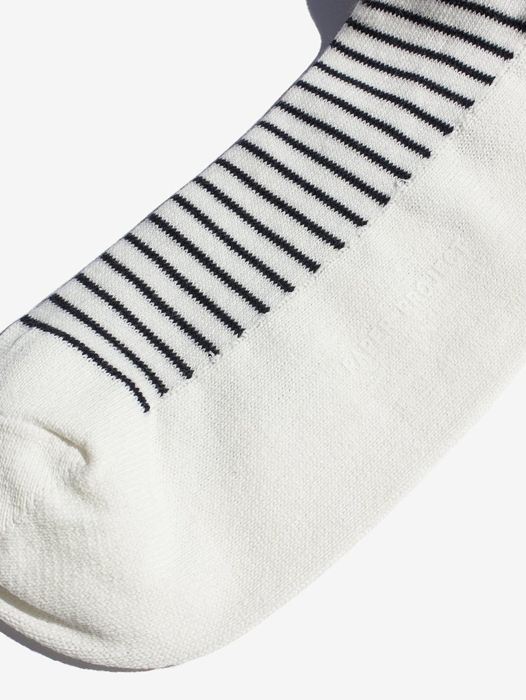 Nautical Stripe Crew Socks - White