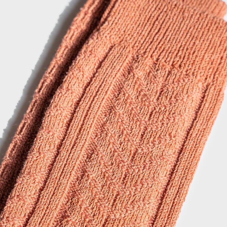 Paper X Superwash Wool Cable Socks - Coral