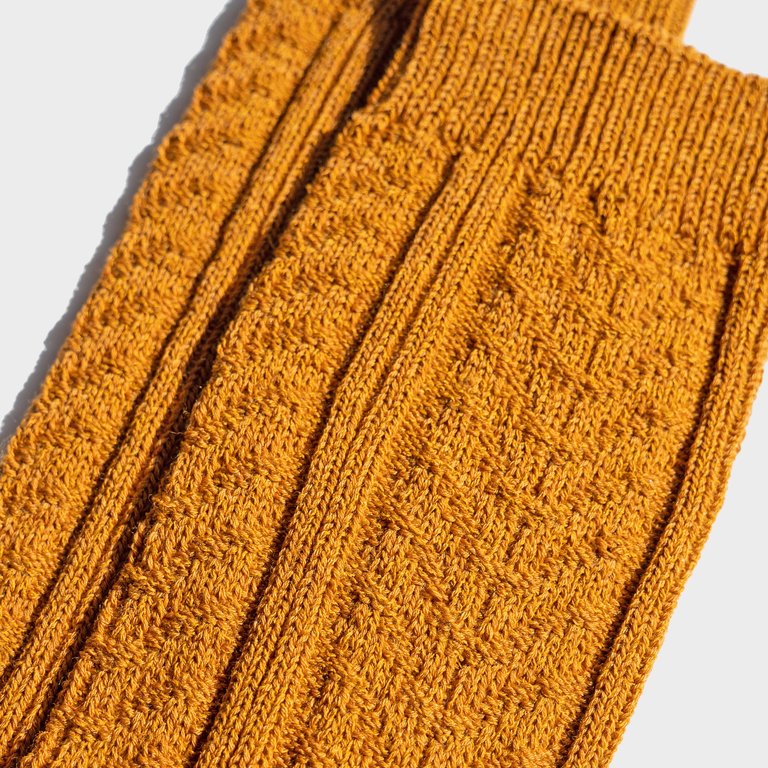 Paper X Superwash Wool Cable Socks - Ochre